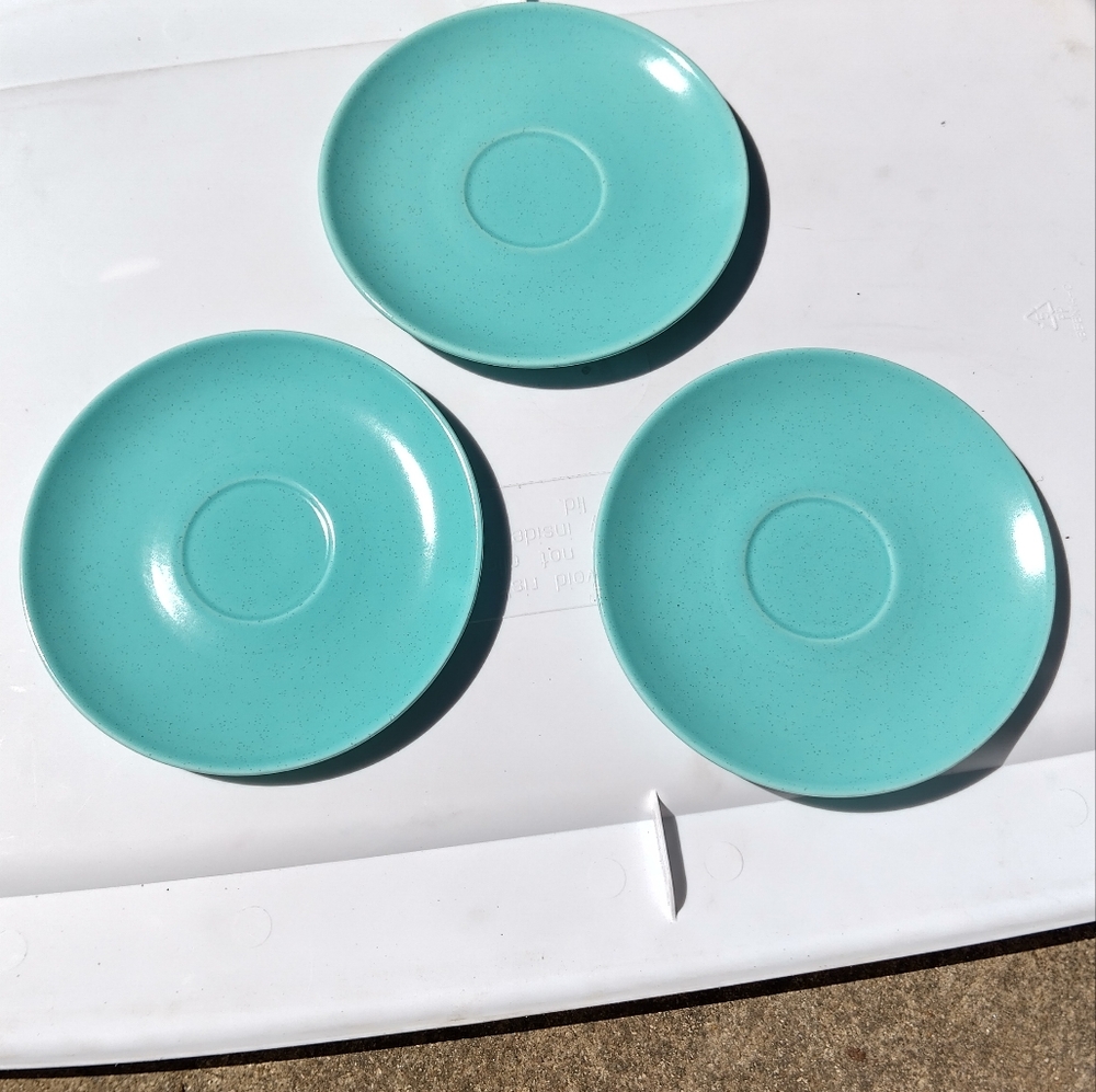 Set 4 Monterey California. Speckled Blue Saucers
